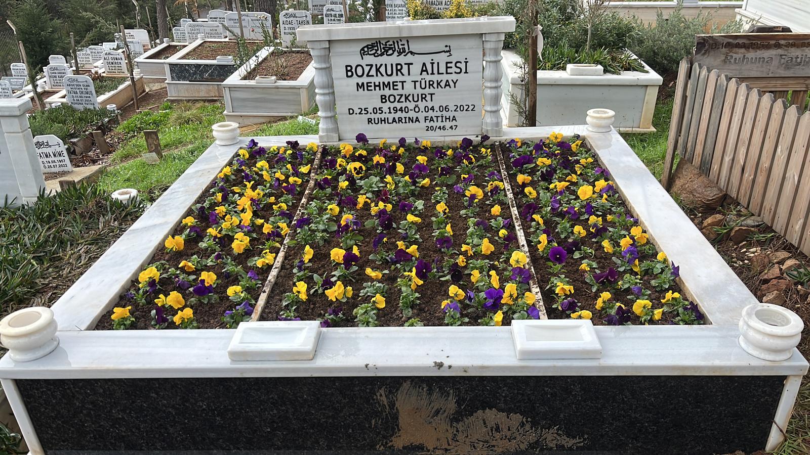 Renkli çiçek dikimi